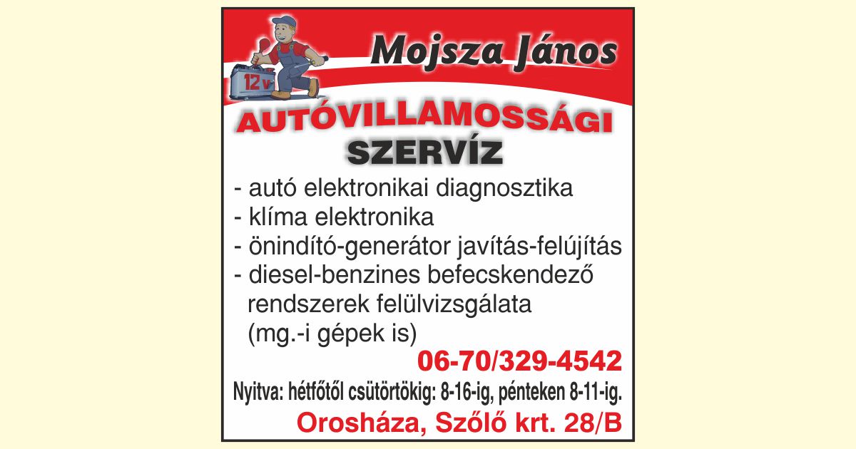 Autóvillamossági szerviz - Mojsza János - Orosháza