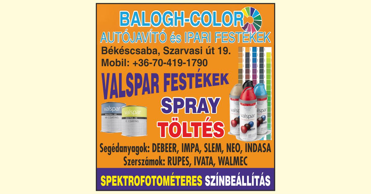 Balogh-Color autójavító és ipari festékek szaküzlete