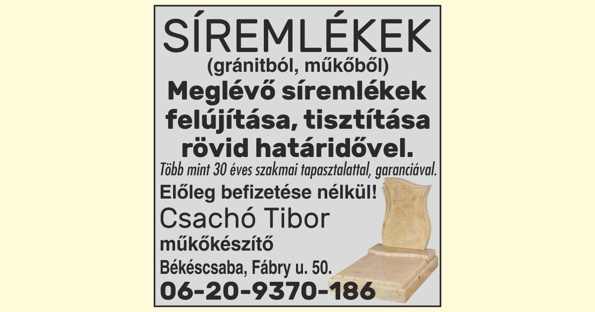 Csachó Tibor műkőkészítő