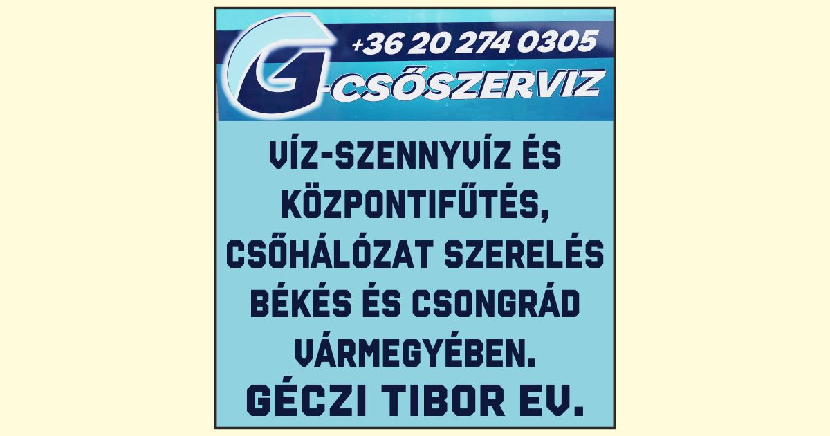 Géczi Tibor víz-szennyvíz csőhálózat szerelő Orosháza