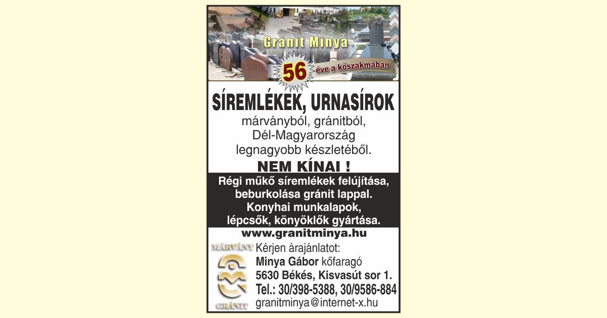Gránit Minya - Minya Gábor kőfaragó