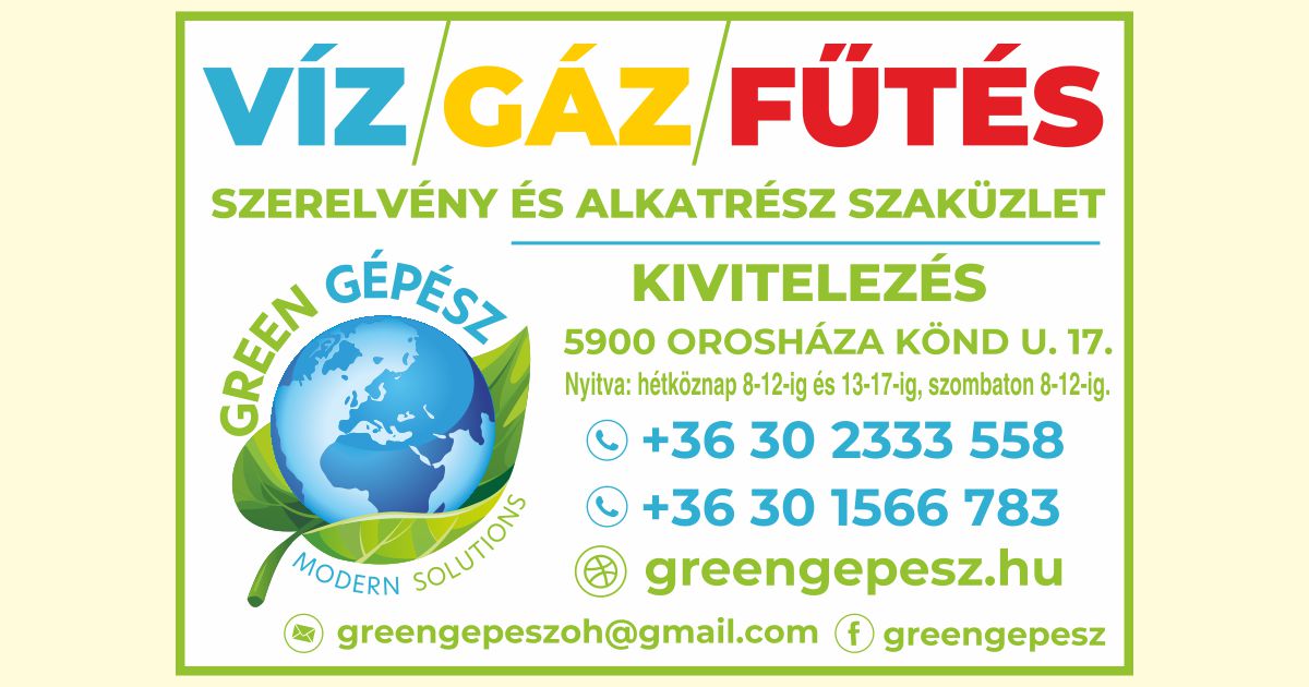 Green Gépész - víz-gáz-fűtés szerelvény és alkatrész szaküzlet - Orosháza