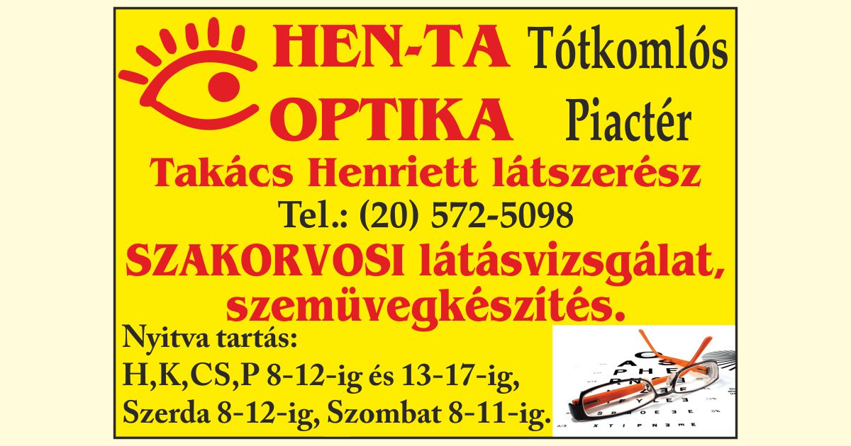 Hen-Ta Optika Takács Henriett látszerész Tótkomlós