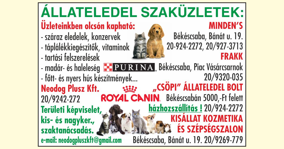 Neodog Plusz Kft. Mindes's Frakk Csöpi állateledel boltok