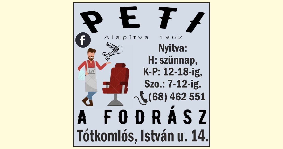 Peti a fodrász Tótkomlós